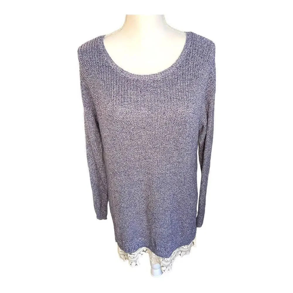 Ann Taylor Loft‎ women’s medium purple and cream sweater with lace underlay